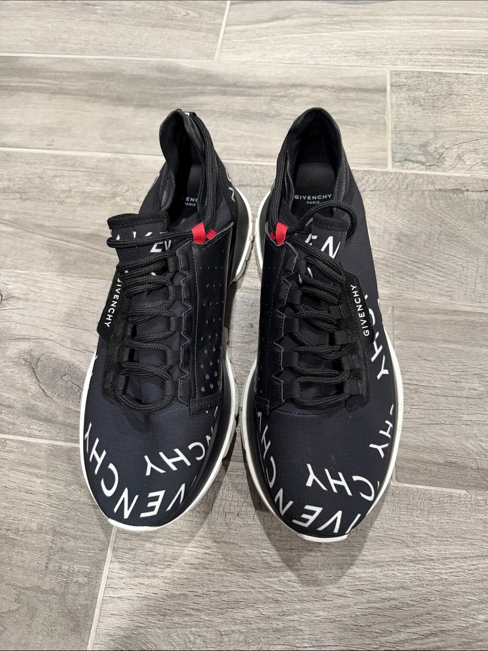Givenchy Black Logo-Print Slip-On Sneakers with White Accents